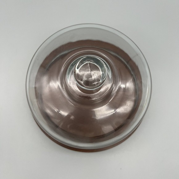 VTG Good Wood Covered Cheese Dish Plate Genuine Teak Wood Glass Dome 7.25" EUC - Picture 2 of 8